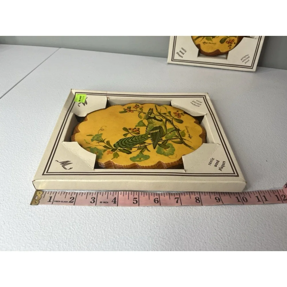 Vtg Bird Floral Rustic Wood Plaque MCM‎ Decor